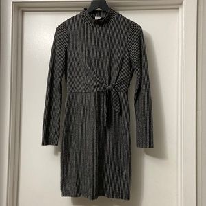 Striped turtleneck sweater dress